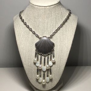Brighton Shell Necklace with Cascading Pearls
